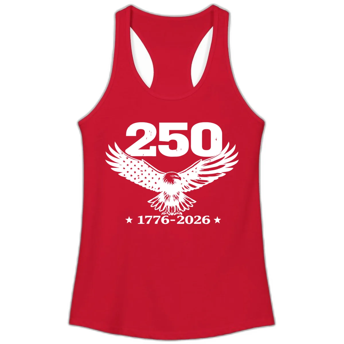 America 250th Anniversary Eagle Design Ladies Tank in Solid Red